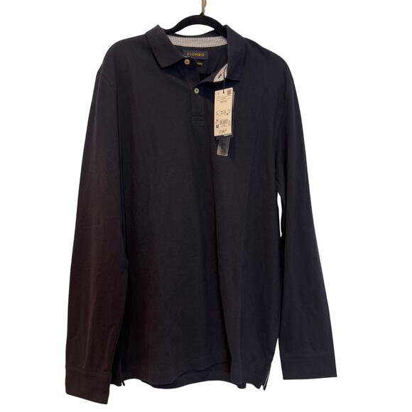 Piombo Men's Pure Cotton Long Sleeve Pullover Polo Sweatshirt Black Size XXL NWT - Picture 2 of 9